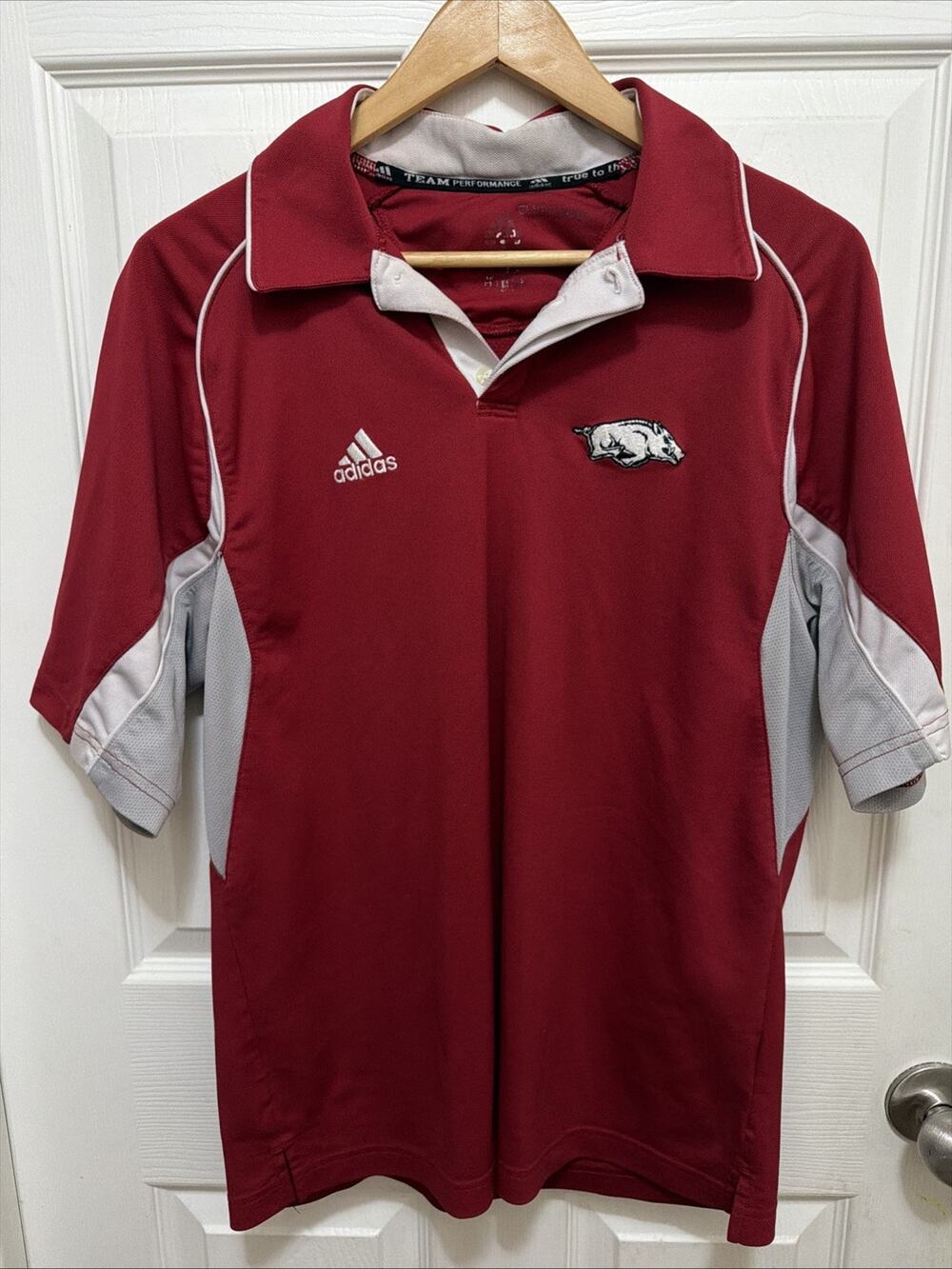 Adidas Arkansas Razorback Mens Small Red Polo Shirt